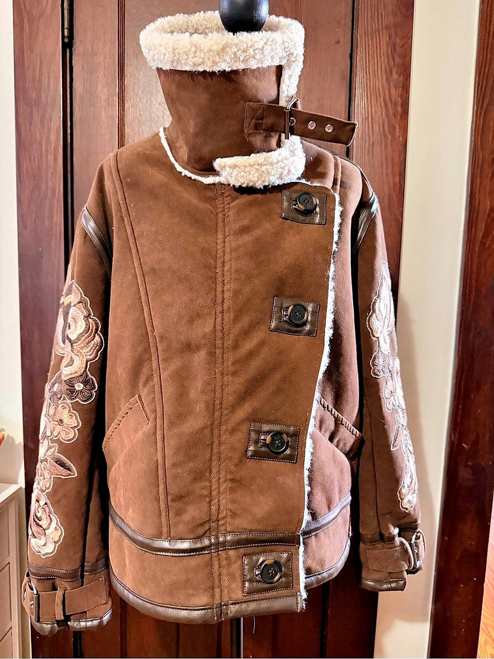 Free People We The Free Wild Rose Vegan Suede Bomber Jacket Small Like New